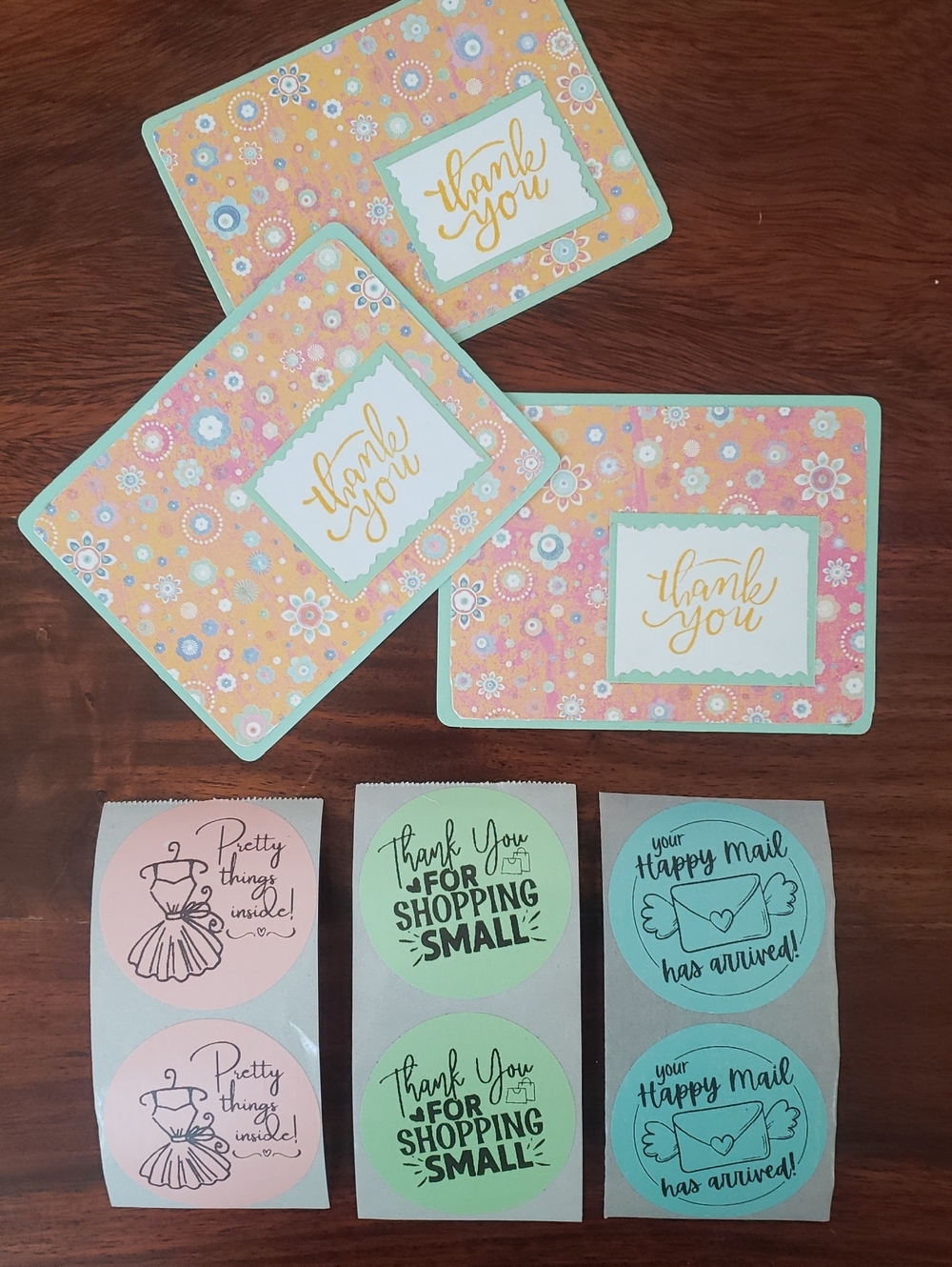 Coordinated Packaging Bundle | Thank You Cards + Stickers + Polymailers | Floral